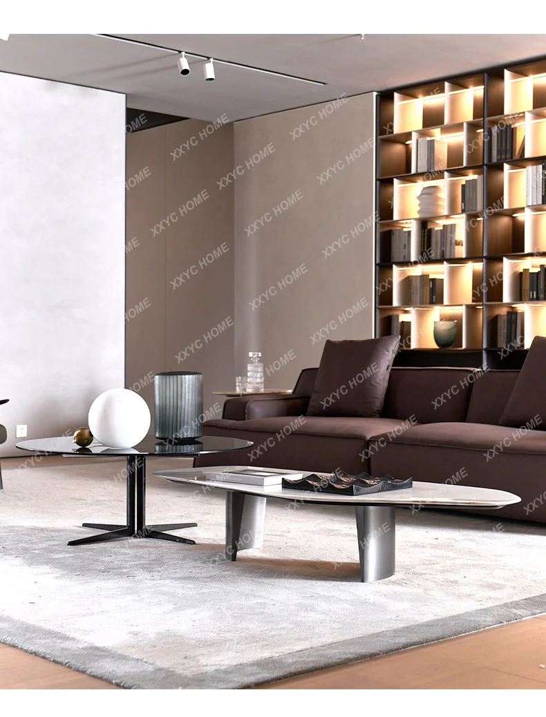 Natural marble white coffee table modern minimalist style marble coffee table special-shaped