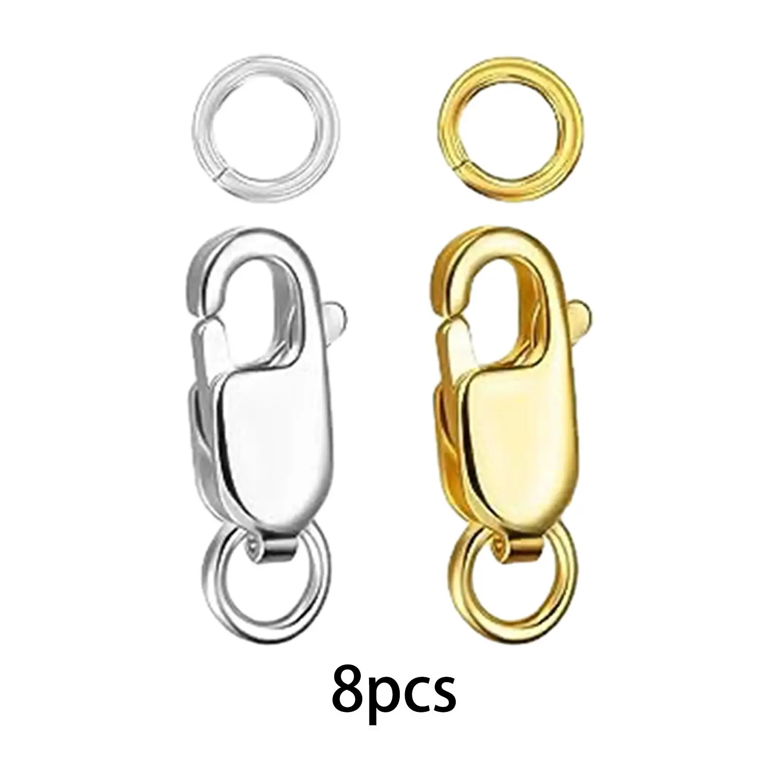 8x Lobster Claw Clasp Exquisite DIY Craft Ornaments with Closed Jump Rings Stainless Steel Fastener Hook Keychain Accessories