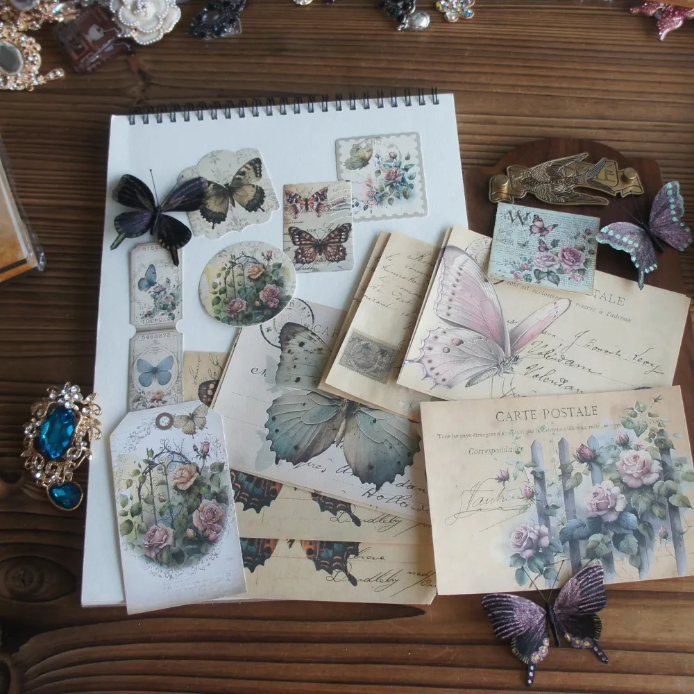 

38pcs Story Written in The Letter Design Paper and Sticker Set Scrapbooking Background DIY Gift Label Tag Decoration