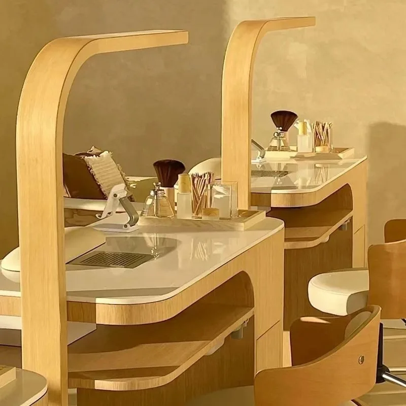 

Современный японский маникюрный стол из массива дерева, простой деревянный стол-тумба в натуральном цвете