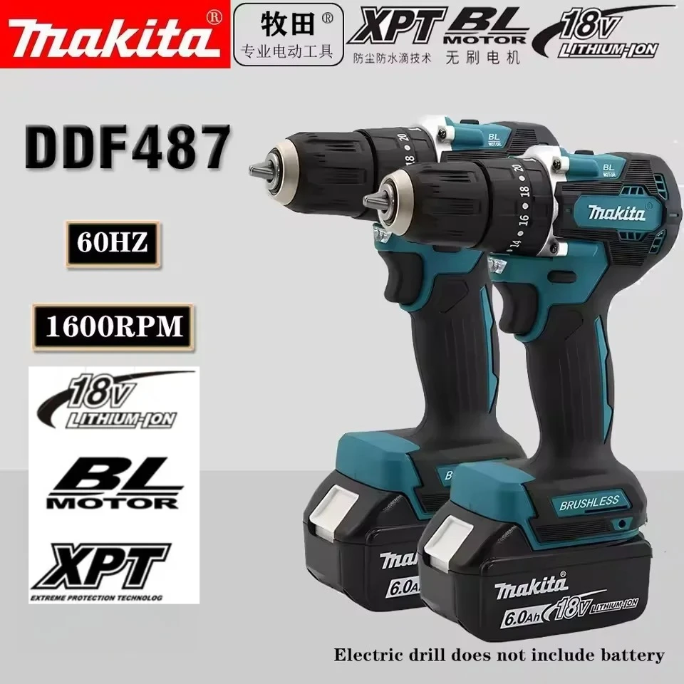 

100% Original Makita DDF487 Cordless Driver Drill Brushless Electric Impact Screwdriver 18V Rechargeable Power Tool