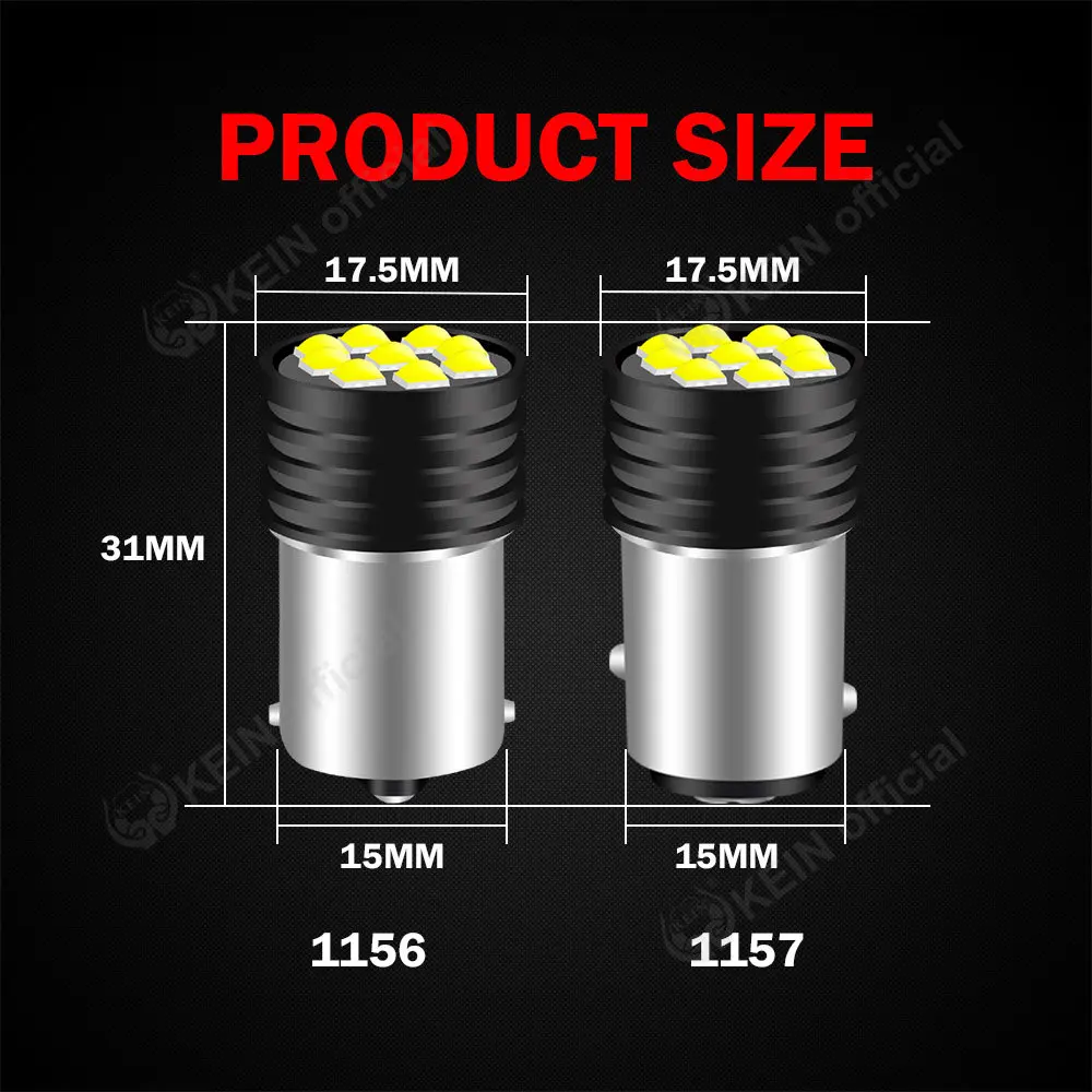 KEIN 10PCS R5W 1156 P21W Led Bulb R10W 1157 BAY15D BA15S P21/5W DRL Brake Reverse Signal Tail Backup Lamp Car Parking Light