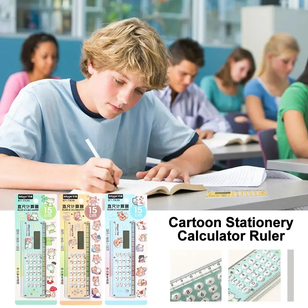 

Cartoon Stationery Calculator Dual Function Mini Portable Calculator Ruler Study Supplies Office Student 15cm Stationery Be V1O5