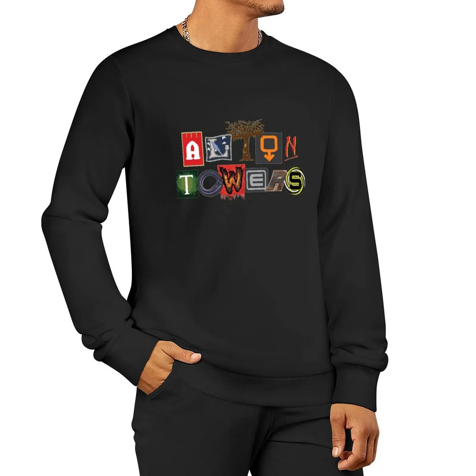 

Alton Towers Collage Design Pullover Hoodie mens clothing anime clothing hooded sweatshirts