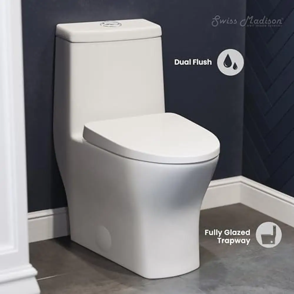 SM-1T277 Sublime II Round Toilet 1.1/1.6 gpf Ceramic Material Soft-Close Seat Space-Efficient Design Tank Bowl Seat Included