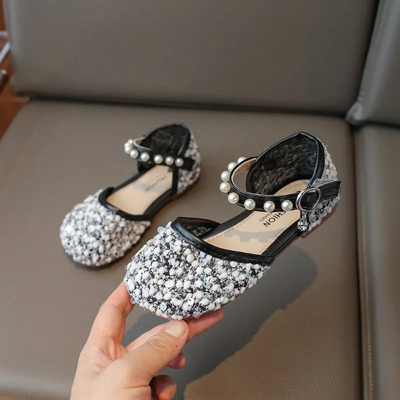 Girls' Princess Shoes 2024 Spring and Autumn New Western Fashion Little Girl Single Shoes Children's Crystal Performance Shoes