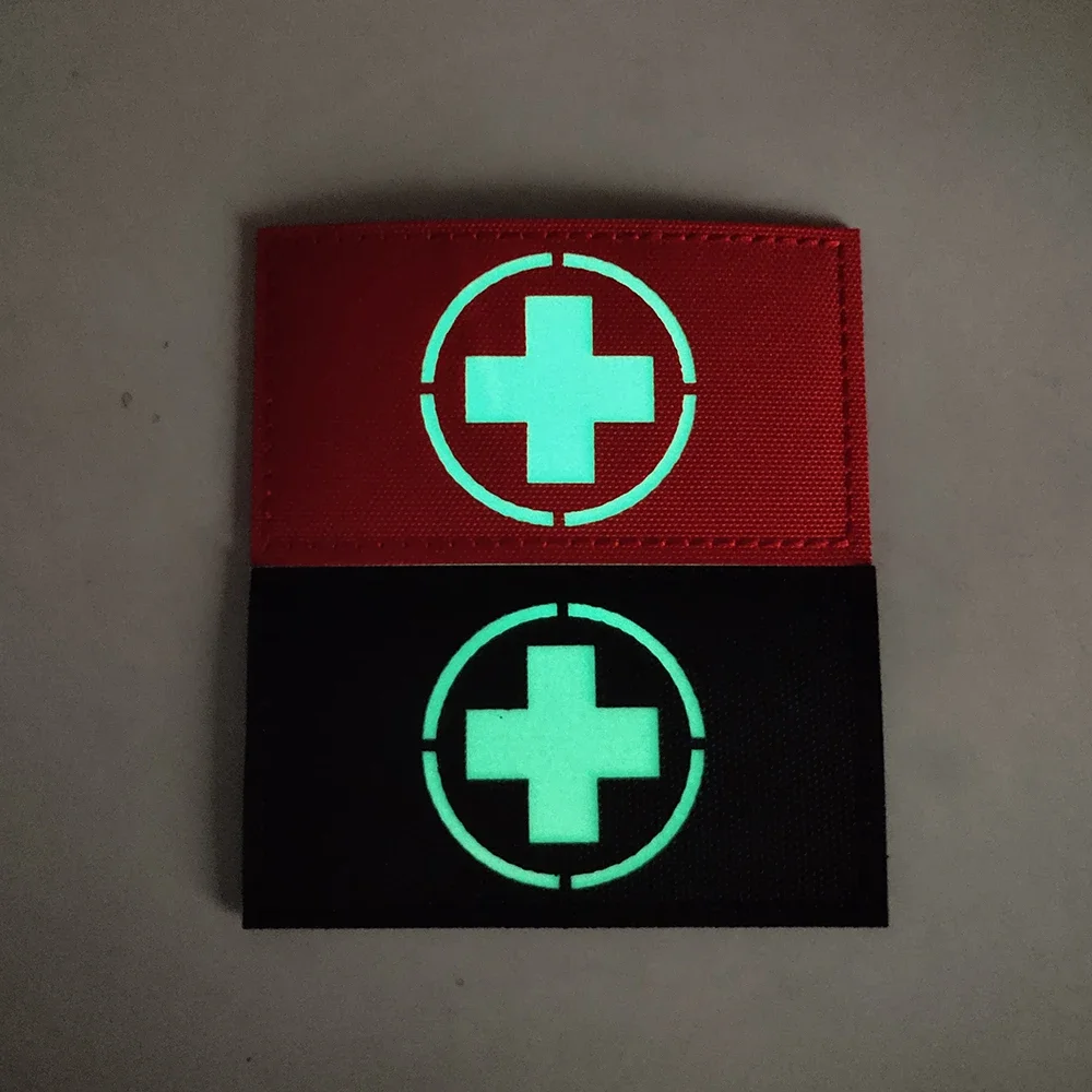 IR Reflective Tactical Military Patch - Medic Paramedic Army Badge Cross Flag Fabric with Hook And Loop for Tactical Use