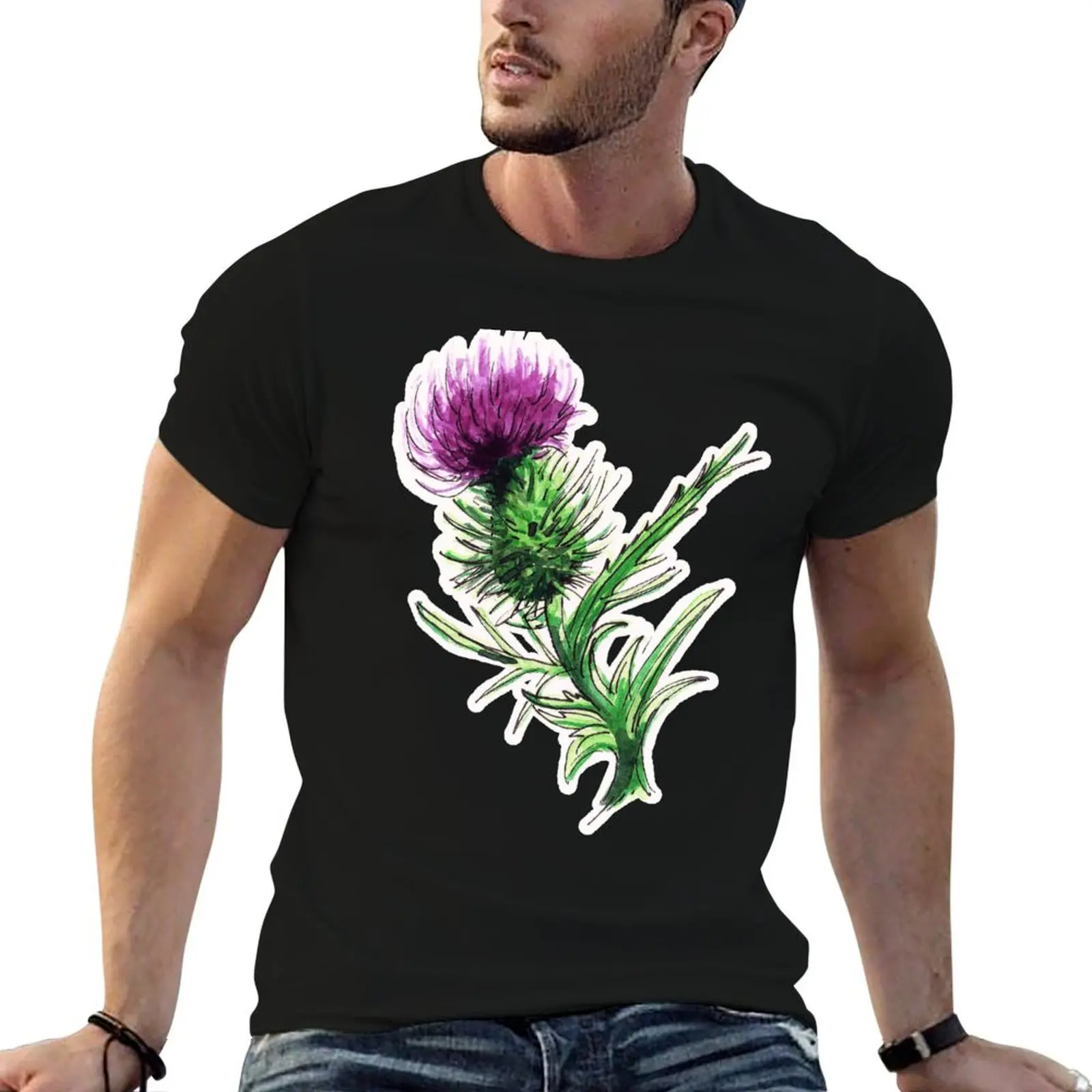 

Watercolour Thistle T-Shirt t shirt men 100% cotton luxury brand anime t shirts for man T-Shirt