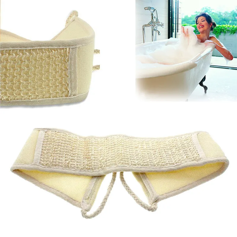 Bath Brush Massage Cleaning Bath Exfoliating Linen Back Strap Bath Shower Tool Body Scrubber Natural Loofah Shower Tool