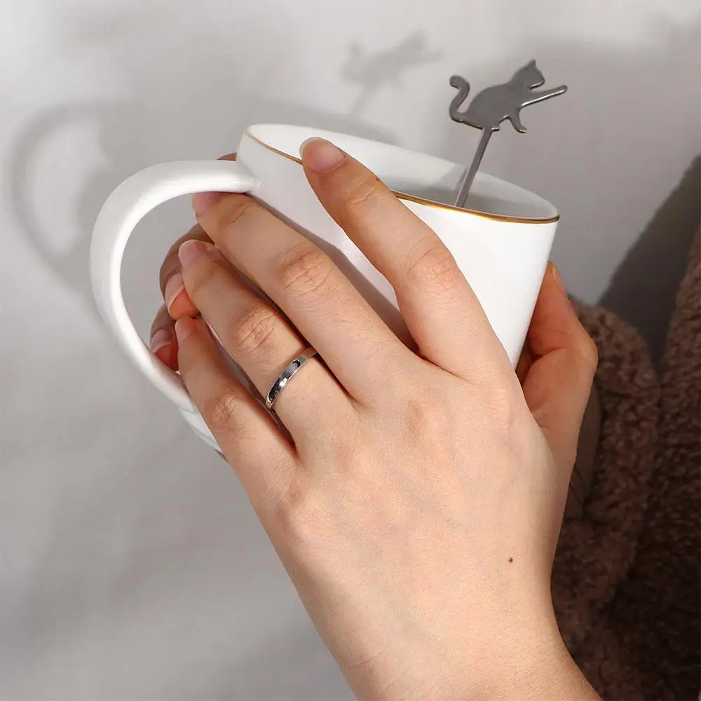 اكسسوارات بسيطة النساء الرجال افتتاح قابل للتعديل حفل زفاف خواتم الاصبع مجموعة زوجين مجوهرات خاتم الخطوبة الشمس القمر الدائري #4