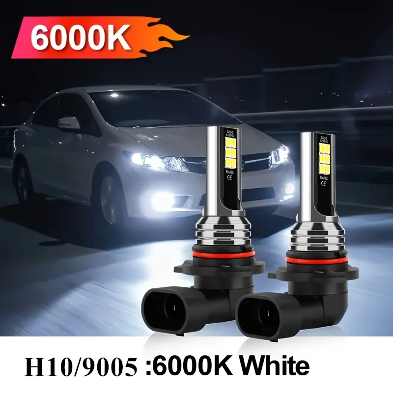 

2pcs H10 9145 9140 9005 9005 HB3 9006 HB4 12SMD LED Fog Light Bulbs 6000K White Driving Lamp DRL