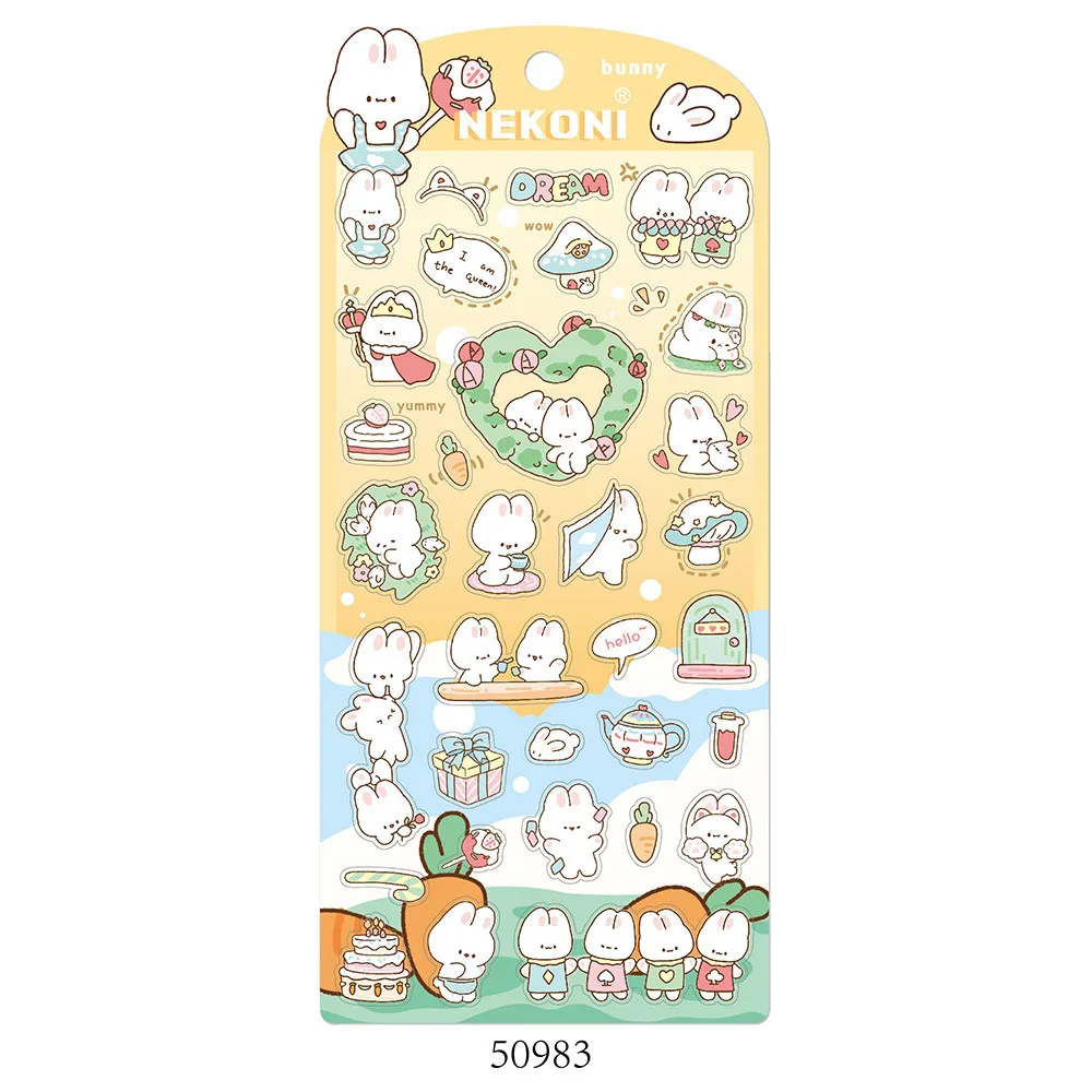 Korean Import Brand Nekoni Cartoon Animals PVC Stickers Scrapbooking Diy Journaling Sticker Aesthetic Sticker Cute Stationery