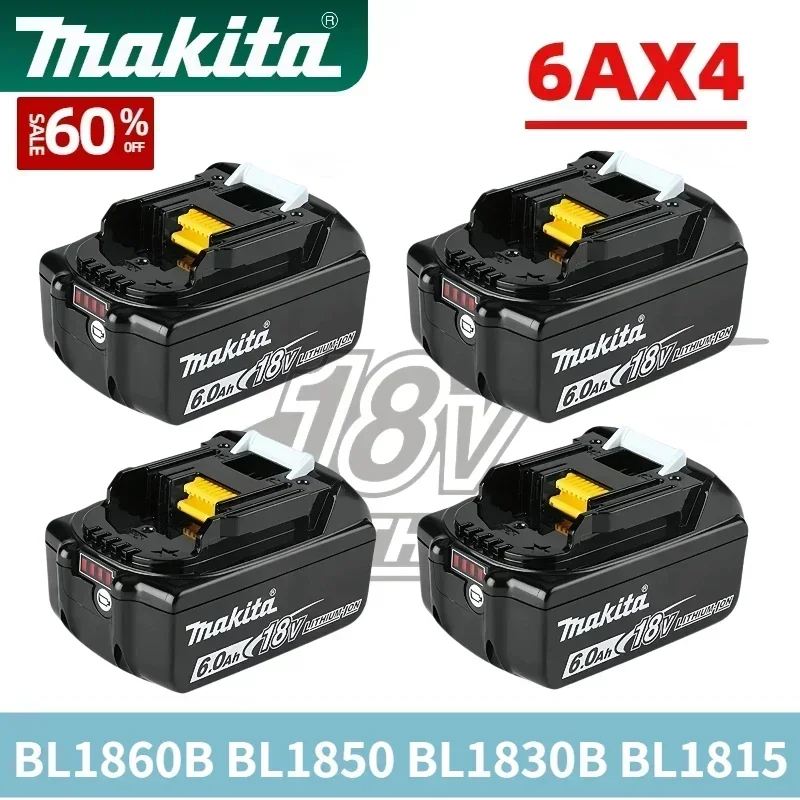 Batería Original de herramientas eléctricas Makita de 6,0Ah y 18V, batería de litio LED reemplazable makita BL1860 BL1850b BL1830 BL1815