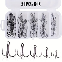 PROBEROS 50pcs High Carbon Steel Treble Hooks - - The Ultimate Fishing Accessory for Saltwater or Freshwater Anglers