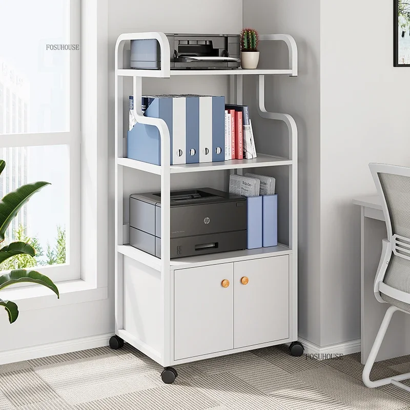 #Office Filing Cabinets Storage Living Room Office Wall Storage Rack Multi-layer with Wheels Movable Data Cabinet Printer Rack