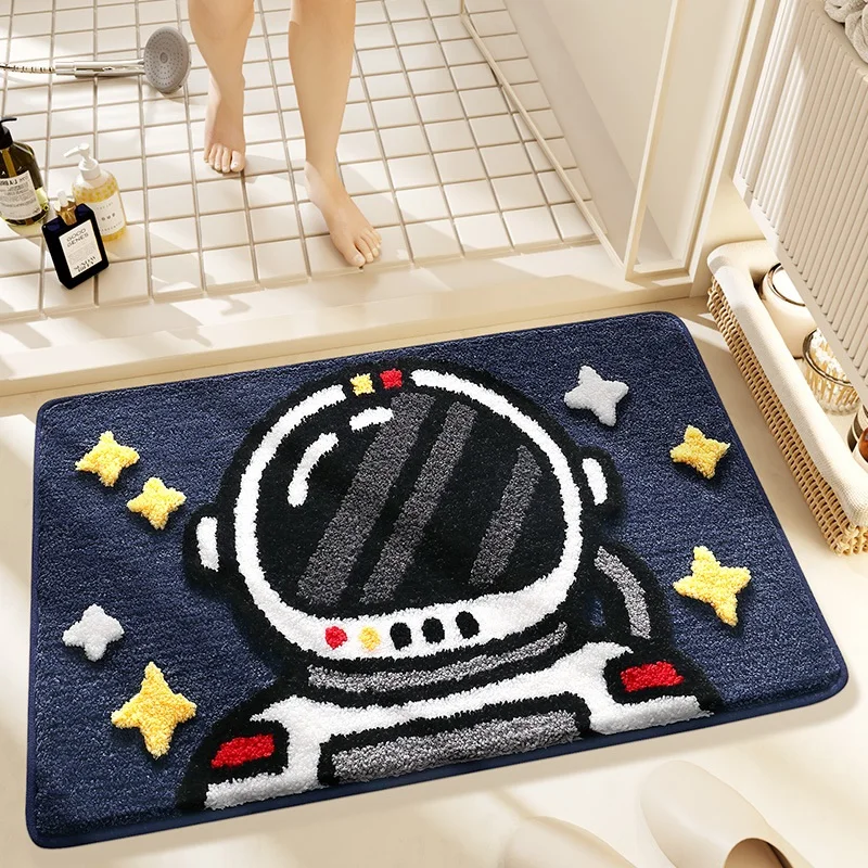 

50*80cm Foot Mat Cartoon 3D Starry Sky Astronaut Bath Mats Absorbent Non-slip Bathroom Door Entrance Carpet Home And Aecoration