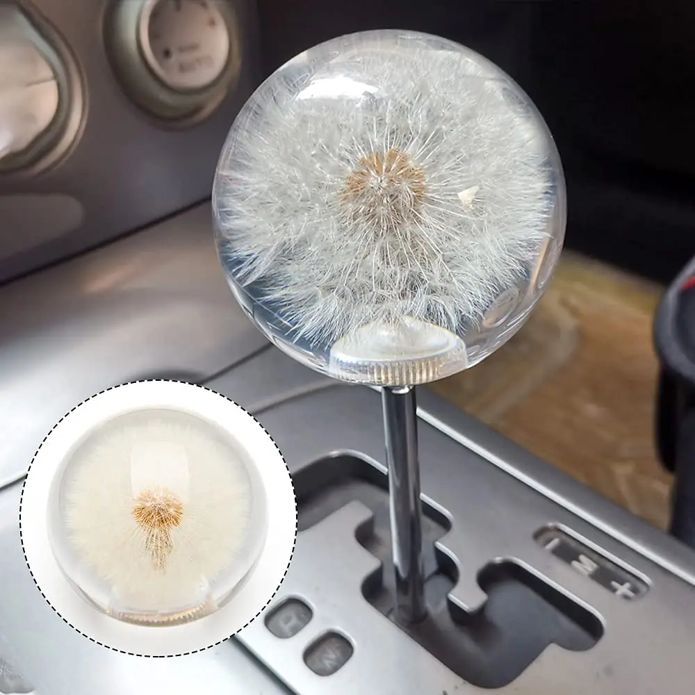 

Universal Car JDM Shift Knob 2.7" 70MM Crystal Acrylic Ball with Dandelion Real Flowers for Vehicles Gear Shifter with Adapters