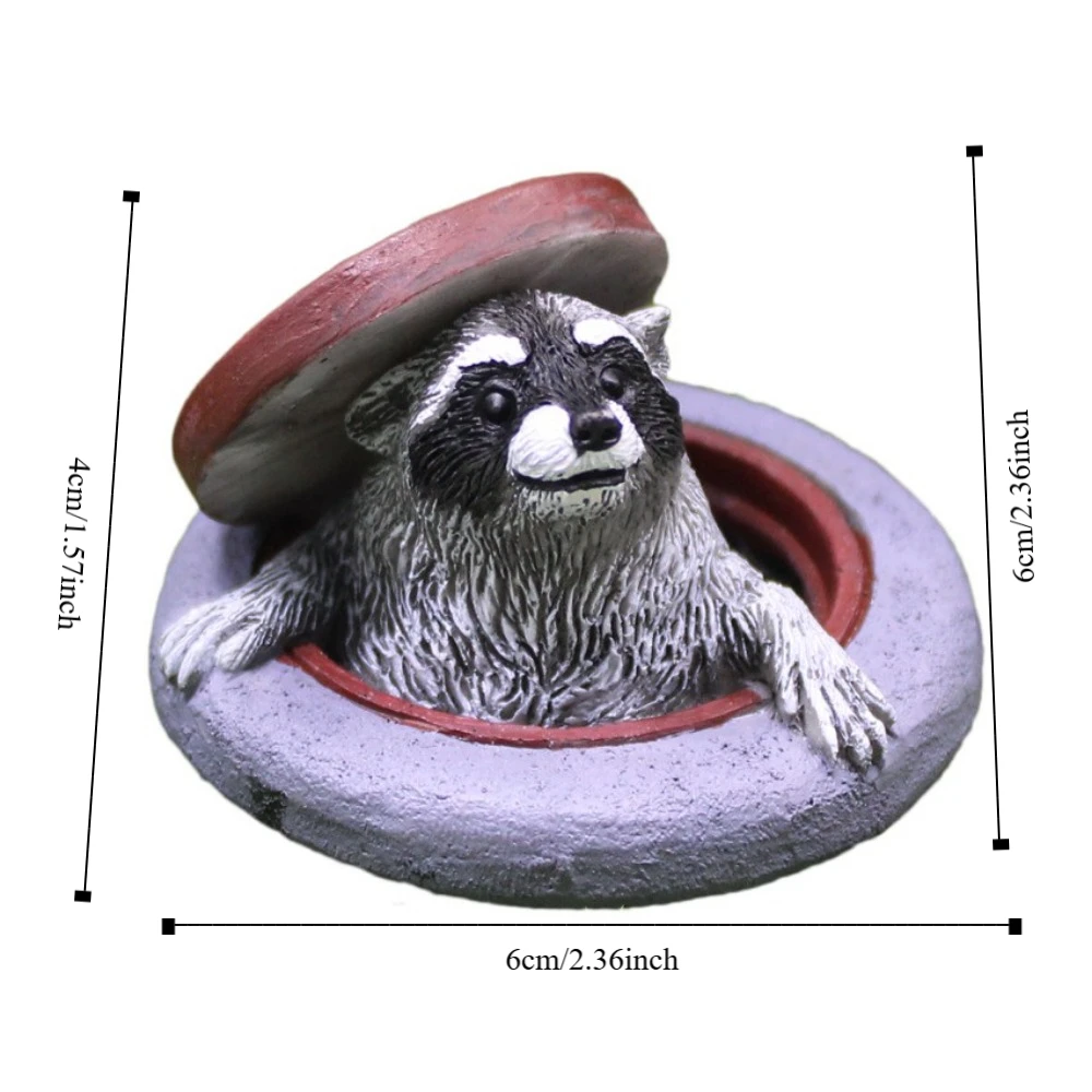 Figuras de mapache en miniatura versión Q, animales realistas, adorno de resina de mapache, cubierta de buey de dibujos animados