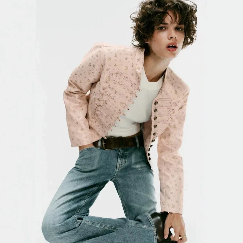 Autumn Women's Casual Jacket Fashion Versatile Floral Print Slim Blazer