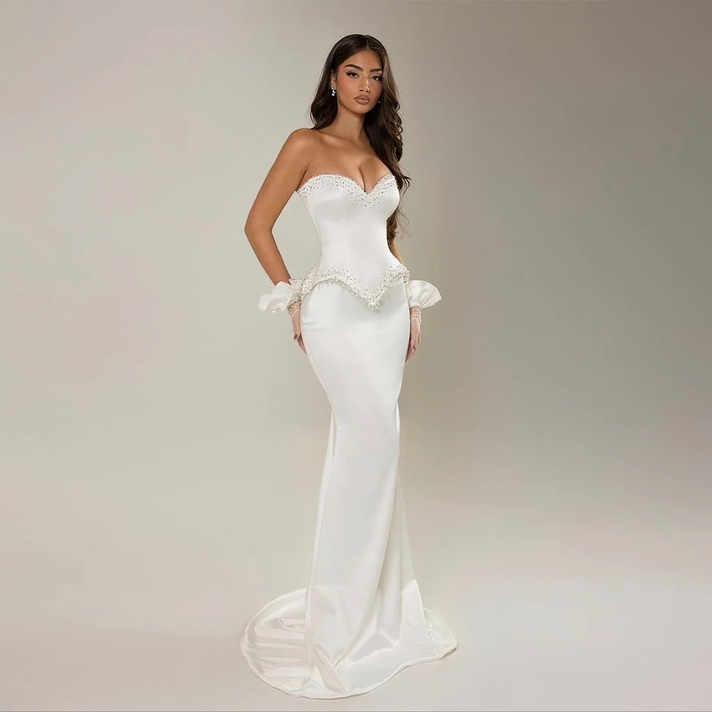 

Customized Corset Evening Dresses for Special Occasions Sexy Strapless Pageant Party Dress for Women Pleated Prom Gowns Long