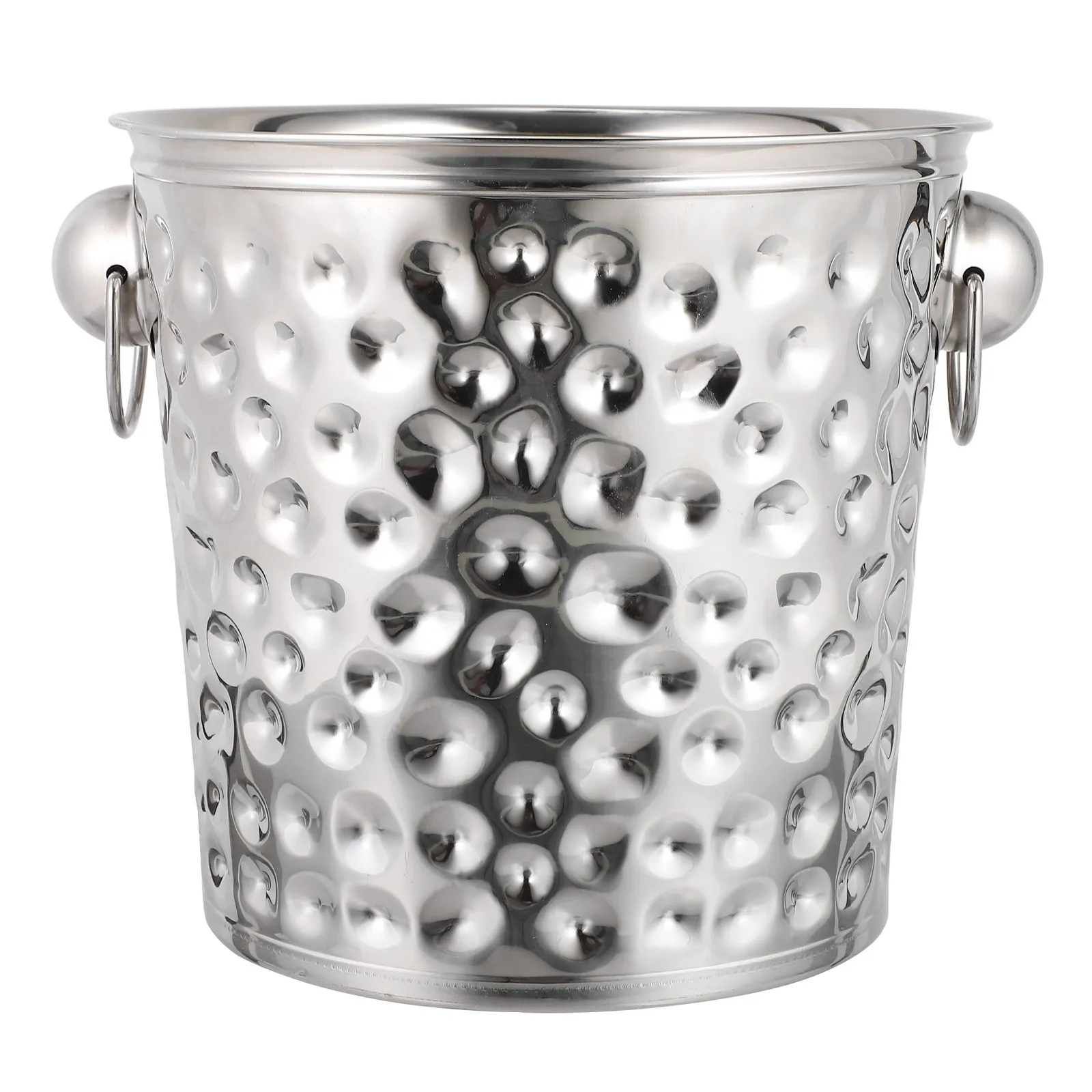 Ice Bucket with Handles Freezer Extended Retention for Drinks Cube Silver Large Metal