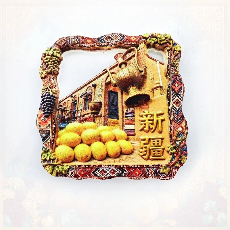 Синьцзян Хами Дыня Магнит на холодильник - 3D Традиционный домашний сувенир Сладкая шелковая дорога Культурный подарок и уникальный аксессуар для домашнего декора Синьцзян Хами Дыня Магнит на холодильник - 3D Традиционный домашний сувенир Сладкая шелковая дорога Культурный подарок и уникальный аксессуар для домашнего декора