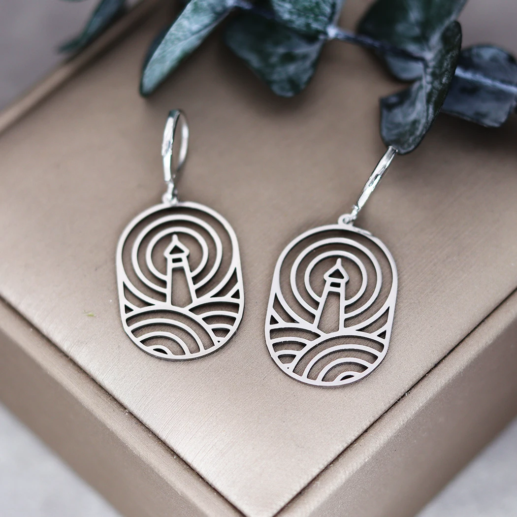 Kinitial Handmade Cloud Wave House Drop Earrings For Women Stainless Steel Statement Jewelry Geometric Earring