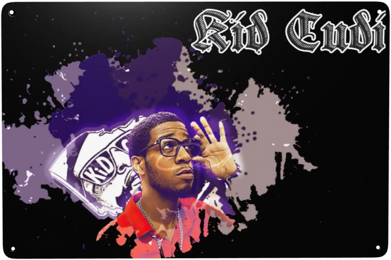 DOBNJKS Kid Classic Rapper Cudi Metal Sign Decor Tin Painting Wall Art Poster Decorative Plaque Metal Tin Sign Cool Party Decor