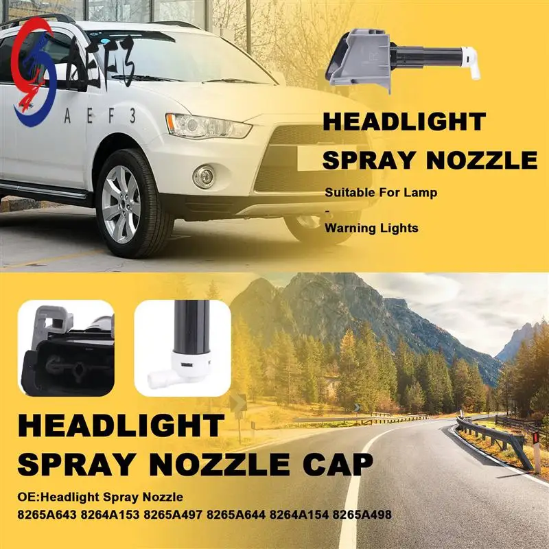 

AEF3-4 Pieces Headlight Spray Nozzle+Cover For Mitsubishi Outlander Sport ASX RVR GA 2010-2014