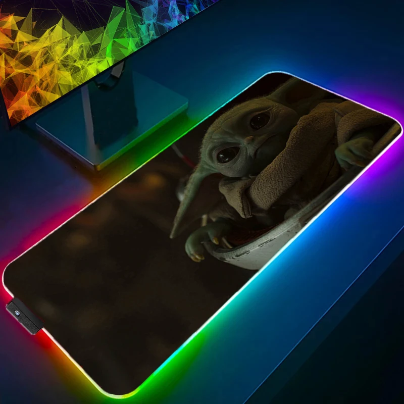 RGB LED ماوس الوسادة حصيرة مكتبية أنيمي تلعب حصيرة لوحة ماوس للألعاب سرعة S-star W-wars الكمبيوتر والمكتب ألعاب خزانة لوحة المفاتيح