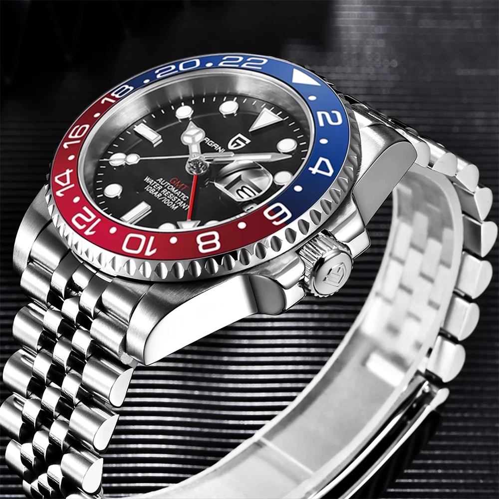 

PAGANI DESIGN GMT Men Mechanical Top Brand Wristwatch Sapphire Stainless Steel Waterproof Automatic Watch for Men Reloj Hombre