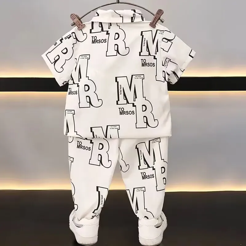 Kids Boys Summer Set New Baby Fashionable and Cool Clothes Children\'s Short sleeved Shirt and Pants 2-piece Set