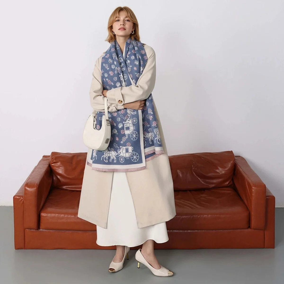 

Новый женский двусторонний шарф из искусственного кашемира с принтом лошади, мягкая теплая шаль из пашмины, осенне-зимнее холодостойкое ветрозащитное одеяло