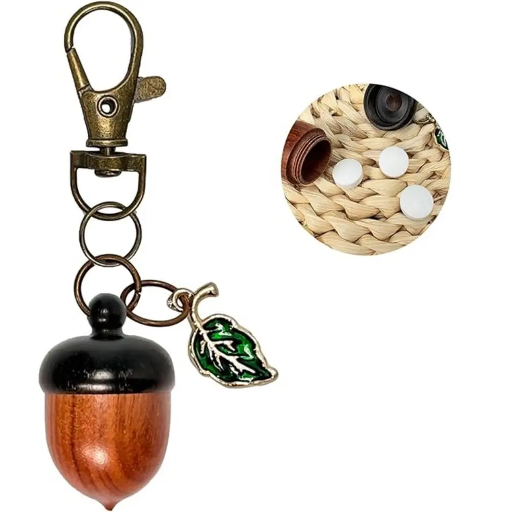 New Acorn Shape Medicine Pill Box Mini Portable Mini Sandalwood Rescue Pill Case Unscrewable Durable Medicine Tablet Container