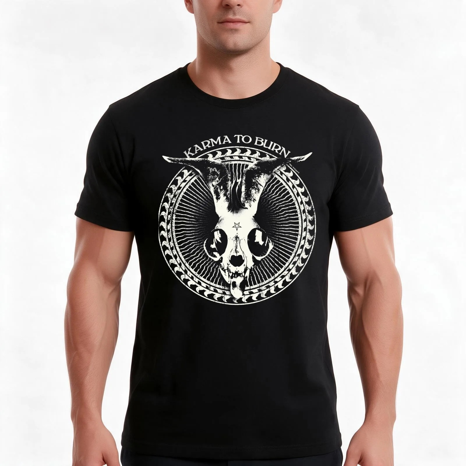 Karma To Burn - Cat Skull / Appalachian Incantation T-Shirt, Summer Casual Cotton Tee, Oversized Streetwear Tops, 100% Cotton