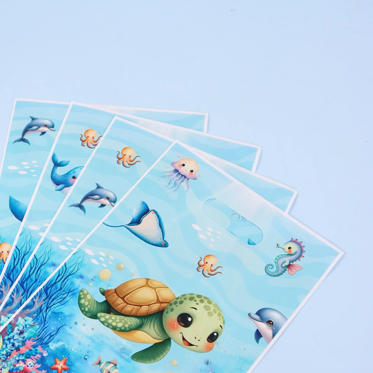 10/20/50 Stück Geschenktüten mit Meeresmotiv, gemischte Tüten mit Schildkröten- und Walmuster für Geburtstagsfeiern im Unterwasser-Stil – Detail 6