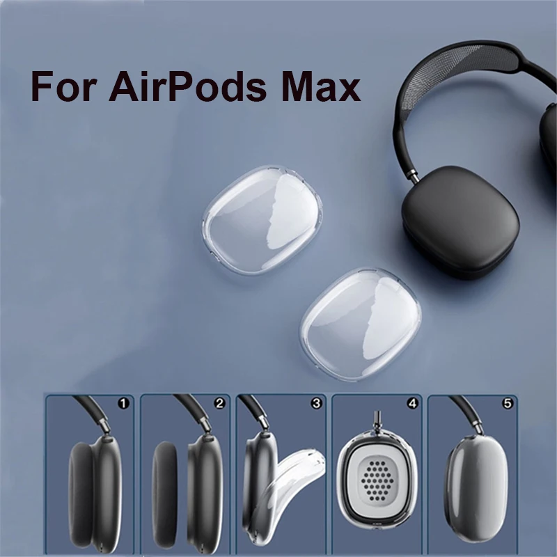 2pcs/set Soft Anti-Scratch Transparent Cover For AirPods Max TPU Wireless Shockproof Headphones Case Protective Sleeve Protector