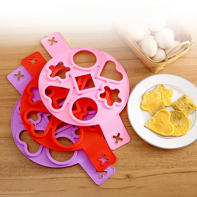 Silicone Pancake Maker Multiple Shapes 7 Holes Nonstick Baking Mold Ring Fried Egg Molds for Family Cooking Kitchenware Gadgets