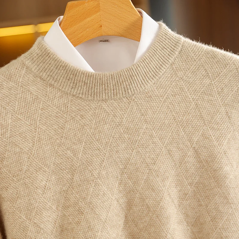 Sweater Kasmir Pria Berkualitas Tinggi 2025, Sweater Kerah Bulat Klasik, Lembut dan Nyaman, Kasual Bisnis, 100% Kasmir Pullover