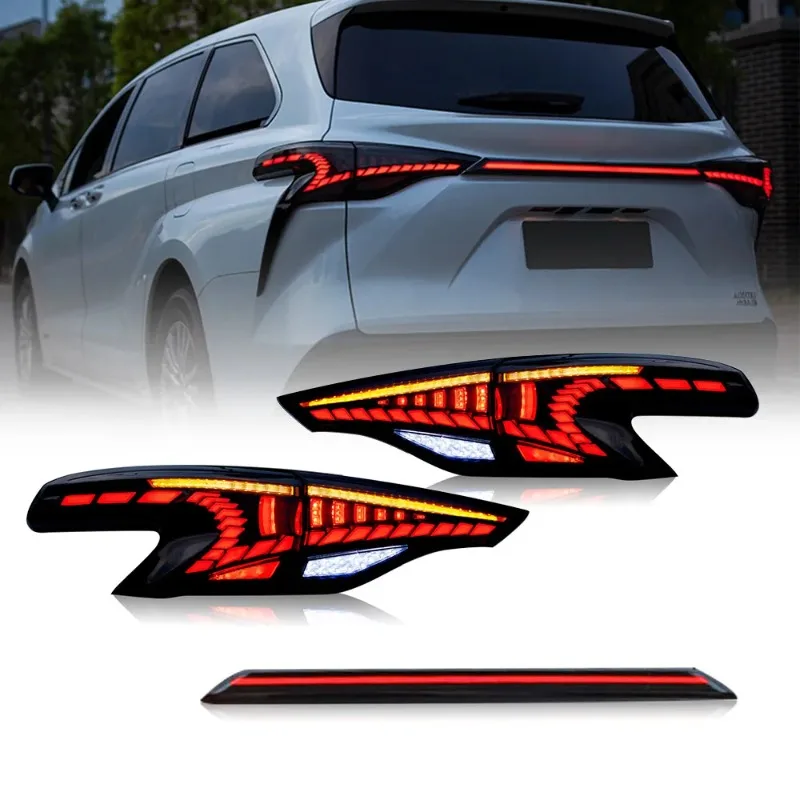 

For Toyota Sienna 2021-2024 3-Piece LED Tail Lights Rear & Center Trunk Lamp with Sequential Turn Signal