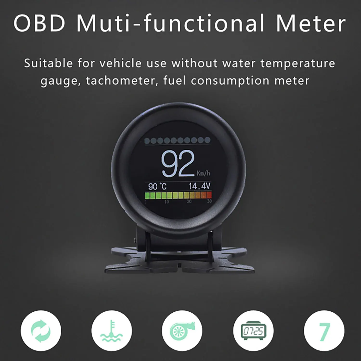 New A205 HUD Turbine Water Temperature Gauge instrument panel HD Digital Tachometer Speed Meter Head Up Display