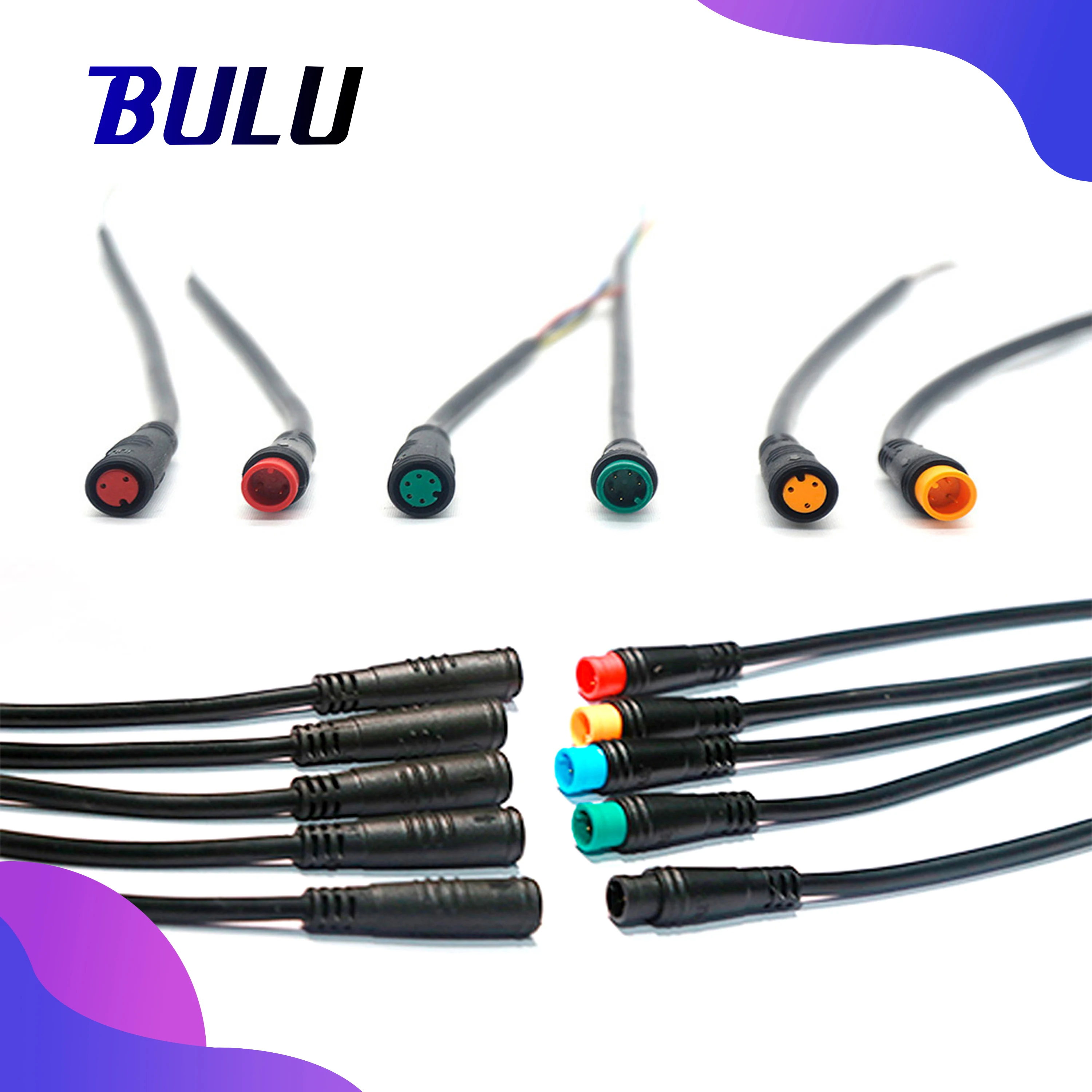 BULU Julet 2 Pin 3 Pin 4 Pin 5 Pin 6 Pin Waterproof Extend Convert Cable Wire for Electric Bike Light Throttle Ebrake Display