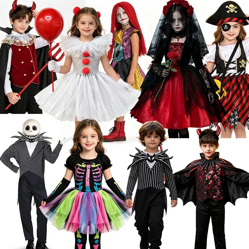 Kinder-Rollenspielkleid für Mädchen, Halloween-Cosplay-Kleid, Hexen-Vampir-Kostüm mit Accessoires für Karneval-Verkleidungspartys – Detail 2