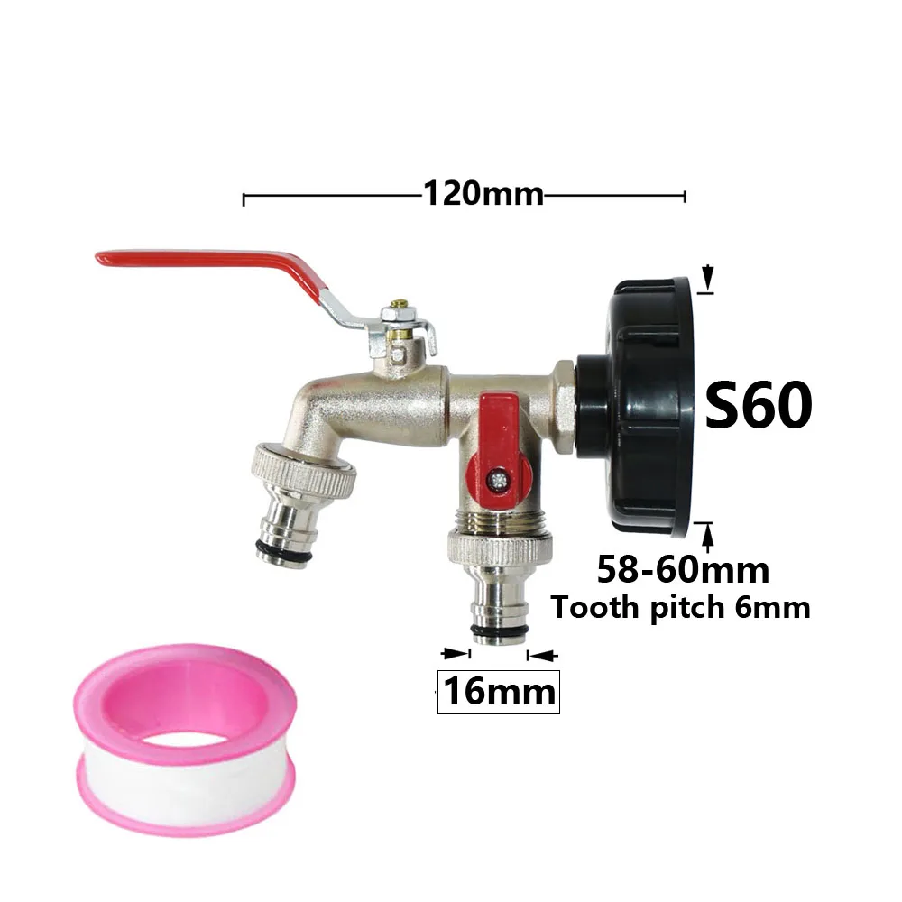 IBC Tank Tap Adapter S60X6 Coarse Thread Garden Quick Connect Faucet Alloy Tank Tap 1000 Liter Ibc Tank Accessory Valve Fitting