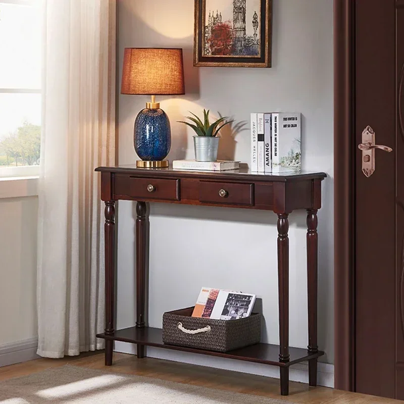 Premium  High-quality Luxurious American Solid Wood Console Table Household Entry Hallway Table Retro