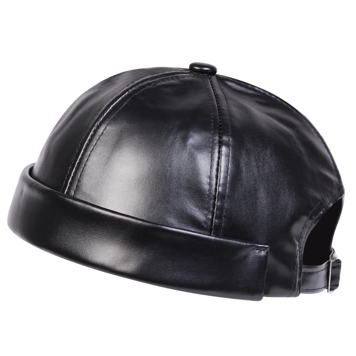 Men Solid Color PU Leather Landlord Caps Painter Cap Painter Cap Spring and Autumn Melon Skin Hats