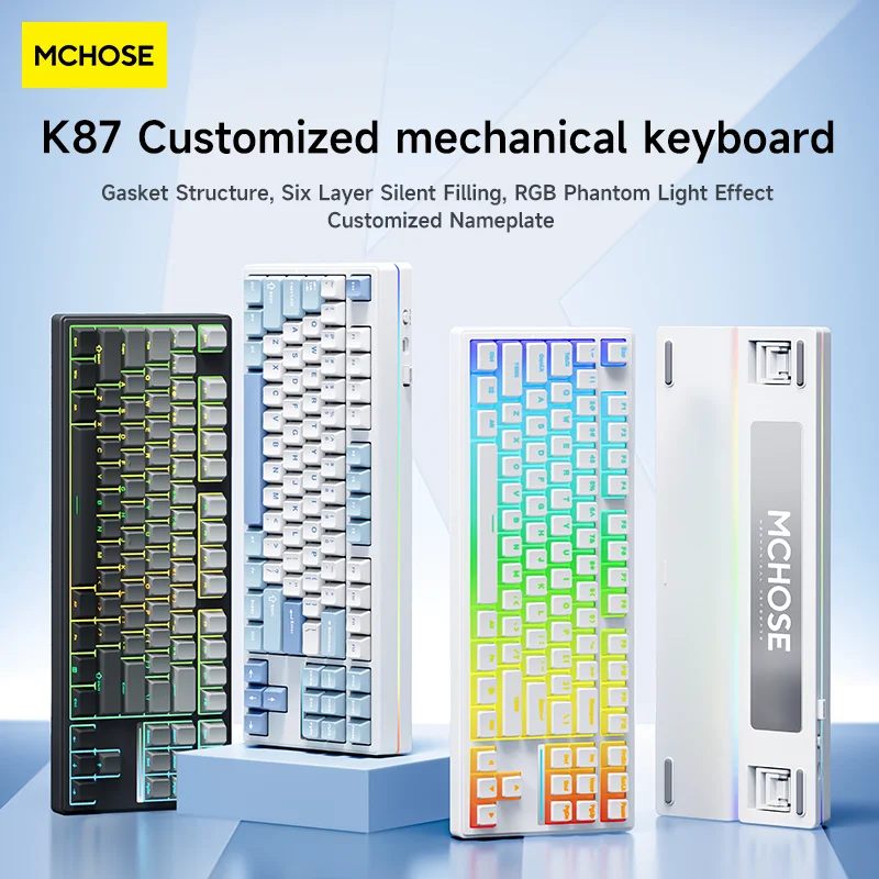 

Mchose K87 Customized Bluetooth/Wireless/Wired The Third Mock Examination Full Key Hot Plug Mechanical Game Keyboard