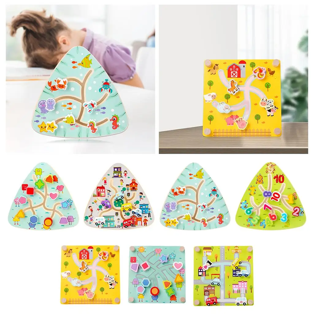 パズル木製迷路ボード就学前数学学習教育玩具細かい色認識ギフト 3 歳の子供