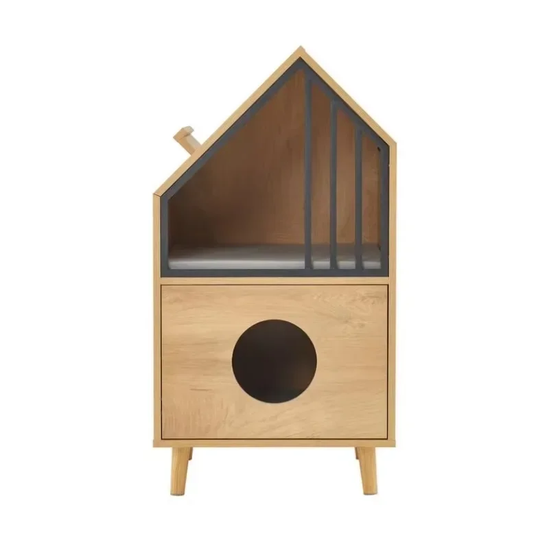 Spacious wooden pet house, suitable for large and small pet insulation walls, natural wood veneer sloping roof and weatherproof