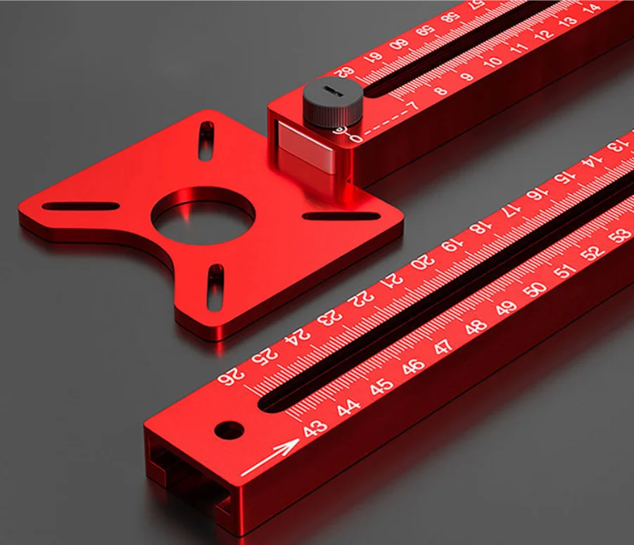 Aluminum alloy woodworking ruler edge trimming milling round marking positioning ruler round hole slotting positioning device
